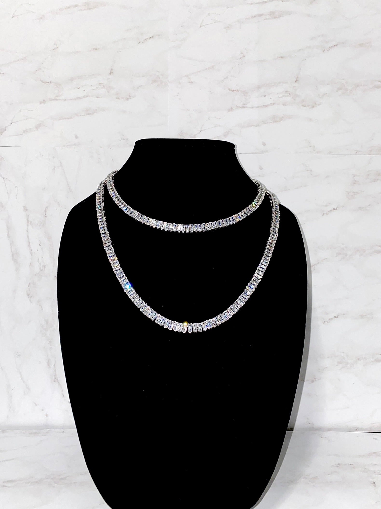 Baguette Diamond Line Necklace – STONE AND STRAND